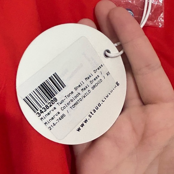 ❌SOLD❌STAUD Minerva Red & Pink Color Block Side Tie Maxi Dress SIZE XS - Picture 6 of 11